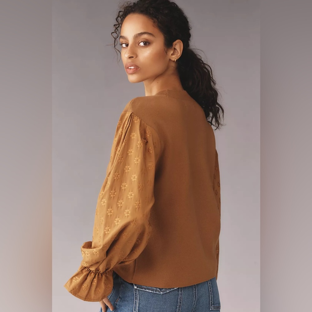 By Anthropologie Puff-Sleeve Sweater - NWT Size Small - Picture 2 of 4